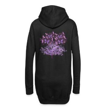 arbre, printemps, insectes, papillons, nature - Sweat-shirt à capuche long Femme - noir - Dos