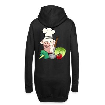 Schwein Koch Köchin Gemüse Küche - Hoodie-Kleid - Schwarz - Hinten