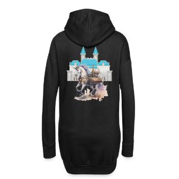 Château Licornes Chevaux Cheval Conte de fées Créature mythique - Sweat-shirt à capuche long Femme - noir - Dos