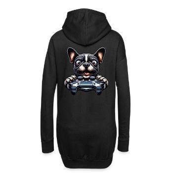 Bouledogue français et passionnés de jeux vidéo - Sweat-shirt à capuche long Femme - noir - Dos