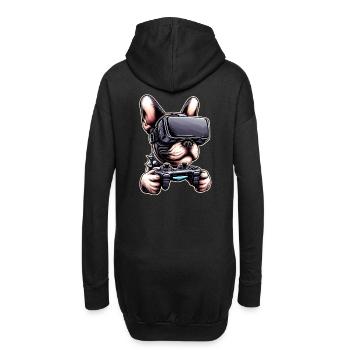 Hunde, Französische Bulldogge Videospiel VR-Brille - Hoodie-Kleid - Schwarz - Hinten