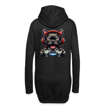 Gamer Shirts Design, Französische Bulldogge Gamer - Hoodie-Kleid - Schwarz - Hinten