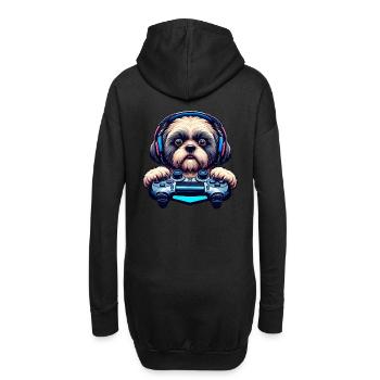 Nerds du jeu, amateurs de chiens Shih Tzu - Sweat-shirt à capuche long Femme - noir - Dos