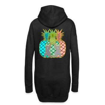 Ananas Katzen Obst Früchte Yogi Yoga Retro 80er - Hoodie-Kleid - Schwarz - Hinten