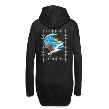 Oiseaux de mer Mouettes Mouettes Vague Mouette - Sweat-shirt à capuche long Femme - noir - Dos