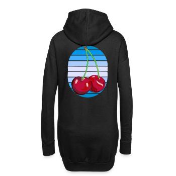 Rockabilly Retro Vintage Kirschen 80er Vintage - Hoodie-Kleid - Schwarz - Hinten