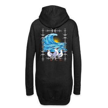 Mouettes, Mouette, Vagues, Mer, Océan, Côte - Sweat-shirt à capuche long Femme - noir - Dos