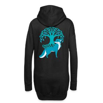 renard, renards, nature, conte de fées, forêt, nature, arbre - Sweat-shirt à capuche long Femme - noir - Dos