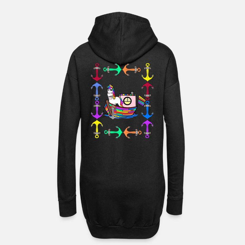 Regenbogen Einhörner Regenbogenfahne LGBT - Hoodie-Kleid - Schwarz