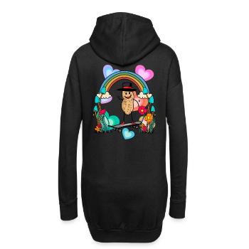 Erdnuss Erdnüsse Regenbogen Herzen Geburtstag - Hoodie-Kleid - Schwarz - Hinten