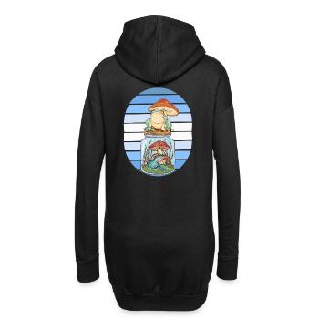Frosch Frösche Pilze Amphibien Wald witzig - Hoodie-Kleid - Schwarz - Hinten