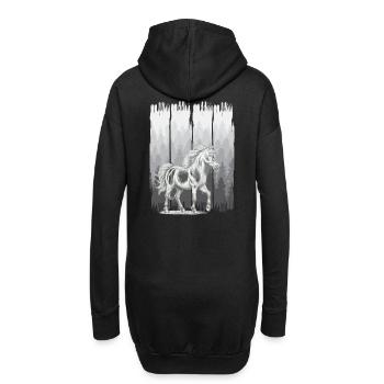 Wald Pferd Pferde Einhörner Einhorn Wildpferd - Hoodie-Kleid - Schwarz - Hinten