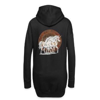 Einhörner Einhorn Fabeltiere Märchenfigur Pferde - Hoodie-Kleid - Schwarz - Hinten