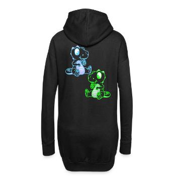 Fantasy Kinder Dinoe Dinosaurier Drachen Retro - Hoodie-Kleid - Schwarz - Hinten