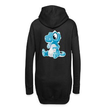 Drino Dinosaurier Drachen Kind Kinder - Hoodie-Kleid - Schwarz - Hinten