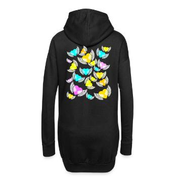 Ailes, coeurs, coeurs, amour, Saint-Valentin, Saint-Valentin - Sweat-shirt à capuche long Femme - noir - Dos