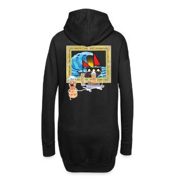 Erdnuss Schiff Seefahrt Seemänner Flaschenpost - Hoodie-Kleid - Schwarz - Hinten