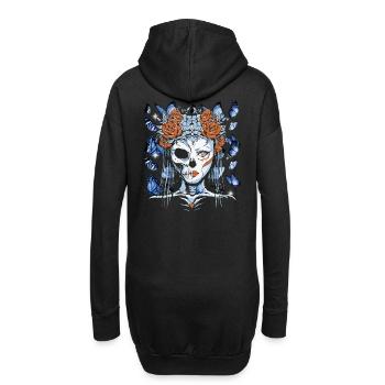 Totenkopf Schmetterlinge Skull Schädel - Hoodie-Kleid - Schwarz - Hinten