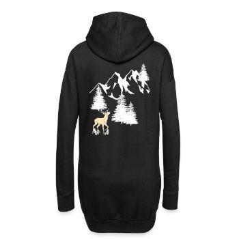Gebirge Gipfele Fichten Nabelbaum Hirsch Natur - Hoodie-Kleid - Schwarz - Hinten