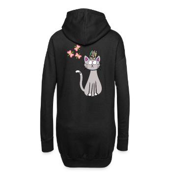 Hippie Chat Chats Hippies Enfants Enfant Chaton - Sweat-shirt à capuche long Femme - noir - Dos