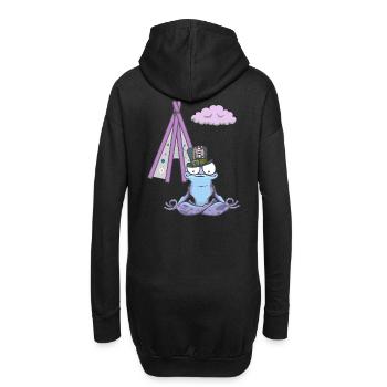 Frosch Frösche Hippie Tipi Meditation meditieren - Hoodie-Kleid - Schwarz - Hinten