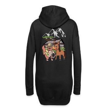 Katze Wilder Westen Natur Kind Kinder Reiter Esel - Hoodie-Kleid - Schwarz - Hinten