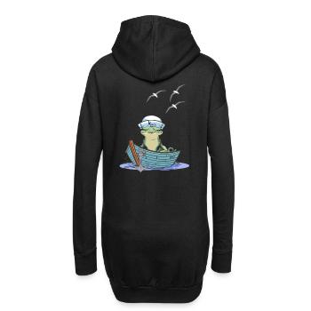 frog sailor sailor boat toad frogs - Hoodie Dress - black - Back