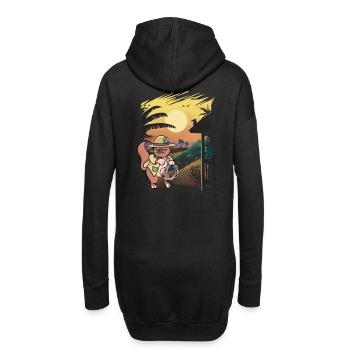 Katze Katzen Wilder Westen Ranger Ranch Bauer - Hoodie-Kleid - Schwarz - Hinten