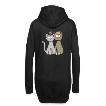 Katzen Katze Hippie Wilder Westen Kätzchen Kind - Hoodie-Kleid - Schwarz - Hinten