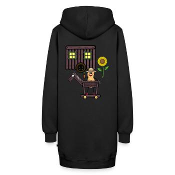 Erdnuss Pferd Pferde Reiter Reiterin Gaul Kind - Hoodie-Kleid - Schwarz - Hinten - AI Model Female 172 light (172cm)