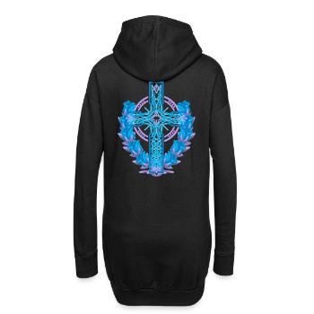Kreuz Kreuze Kruzifix Rosen Blüten Jesus Gott - Hoodie-Kleid - Schwarz - Hinten