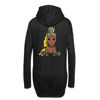Poney Hippie Poulain Cheval Ross Plumes Gaule - Sweat-shirt à capuche long Femme - noir - Dos