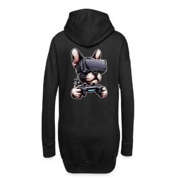 Hunde, Französische Bulldogge Videospiel VR-Brille - Hoodie-Kleid - Schwarz - Hinten