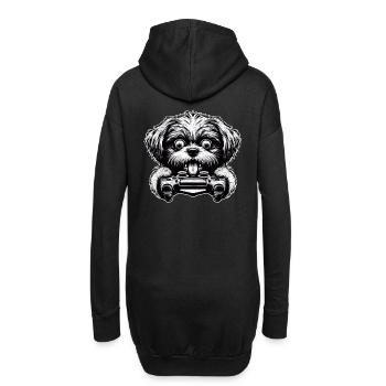 Crazy Shih Tsu chien gamefreak gamers - Sweat-shirt à capuche long Femme - noir - Dos