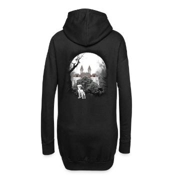 Château médiéval Forêt Loups Conte de fées Wehrwolf - Sweat-shirt à capuche long Femme - noir - Dos