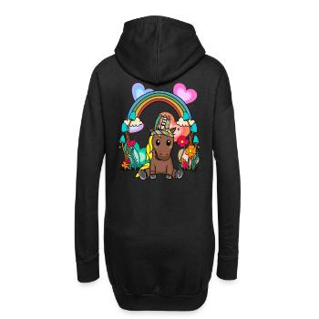 Geburtstag Hippie Pferd Regenbogen Pferde Kind - Hoodie-Kleid - Schwarz - Hinten