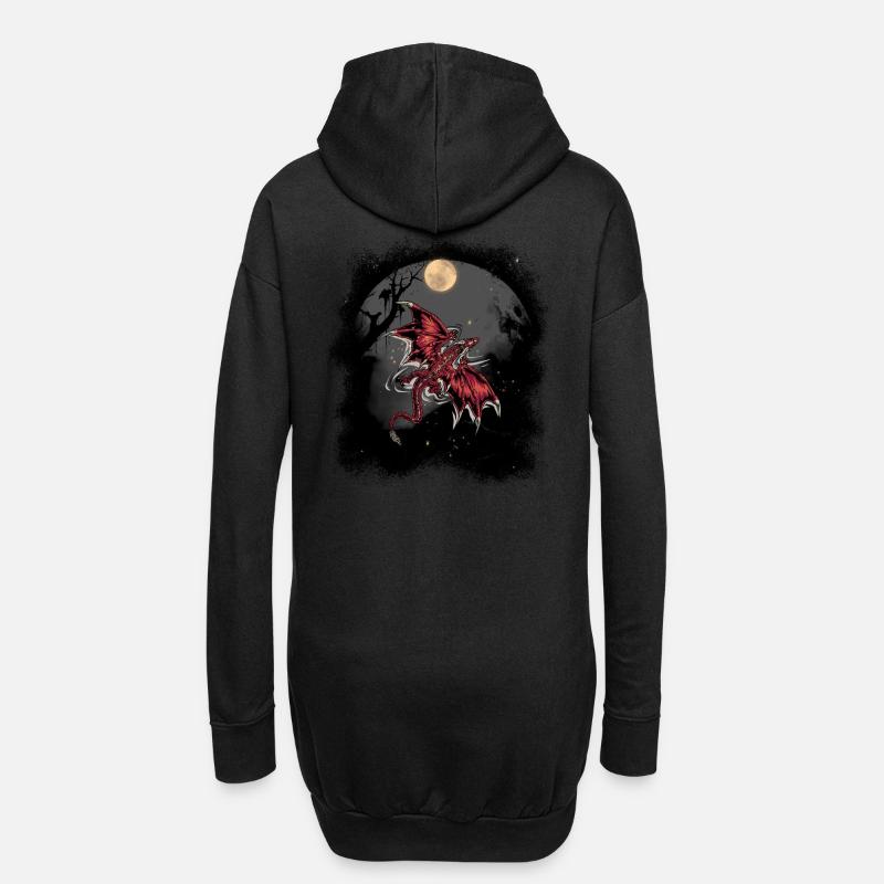 Drache Drachen Fabel Mittelalter Märchen Myth - Hoodie-Kleid - Schwarz