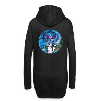 Drache Drachen Mädchen Märchen Fantasy - Hoodie-Kleid - Schwarz - Hinten