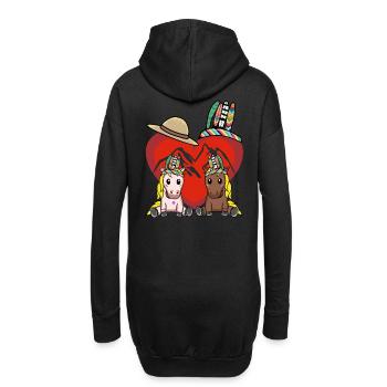 Cheval du Far West Chevaux Coeur Amérique USA Montagnes - Sweat-shirt à capuche long Femme - noir - Dos