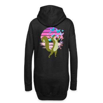 Eichhorn Eichhörnchen Schmetterlinge Frühling - Hoodie-Kleid - Schwarz - Hinten