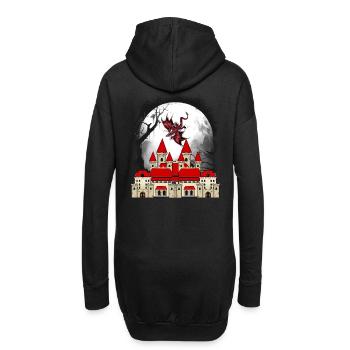 Dragon fantastique Château Conte de fées Dragon médiéval - Sweat-shirt à capuche long Femme - noir - Dos