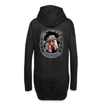 Fer à cheval Tête de cheval Cavalier - Sweat-shirt à capuche long Femme - noir - Dos