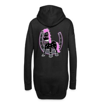 Pferd Pferde Hufeisen Reiterin Reiter Gaul witzig - Hoodie-Kleid - Schwarz - Hinten