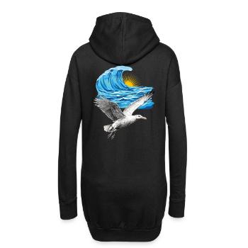 Oiseaux de mer Mouettes Mouette Vague Lac Mer du Nord Mer Baltique - Sweat-shirt à capuche long Femme - noir - Dos