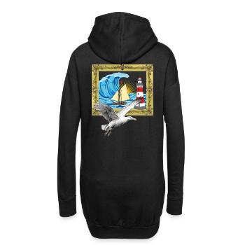 Mouette Mouettes maritimes Phare des oiseaux de mer - Sweat-shirt à capuche long Femme - noir - Dos