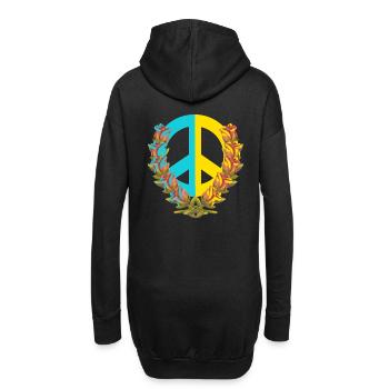 Paix Paix Ukraine Roses Fleurs Signe de la paix - Sweat-shirt à capuche long Femme - noir - Dos