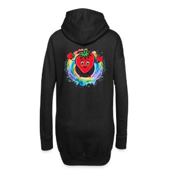 Regenbogen Erdbeeren Erdbeere Obst Früchte - Hoodie-Kleid - Schwarz - Hinten