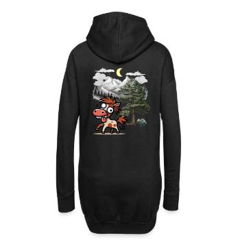Pferd Pferde Wildpferd verrückt Gaul Ross Reiterin - Hoodie-Kleid - Schwarz - Hinten