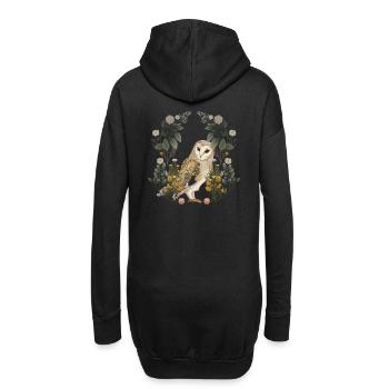 Eulen Eule Blumen Frühling - Hoodie-Kleid - Schwarz - Hinten