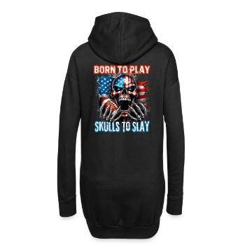 Patriotisches Totenkopf-Design American Football - Hoodie-Kleid - Schwarz - Hinten